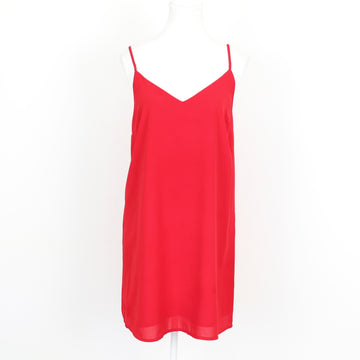 Red Chiffon V-Neck Spaghetti Strap Slip Mini Dress – Size XS