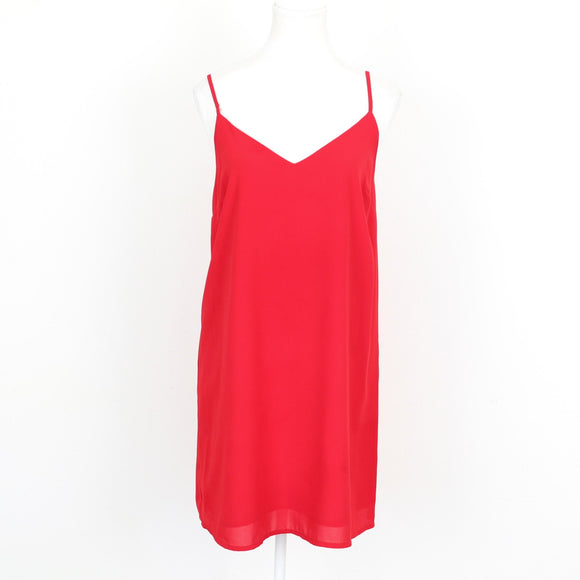 Red Chiffon V-Neck Spaghetti Strap Slip Mini Dress – Size XS