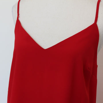 Red Chiffon V-Neck Spaghetti Strap Slip Mini Dress – Size XS - 0