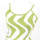 Lime Green & White Wavy Zigzag Knit Spaghetti Strap Bodycon Midi Dress – Size M-2