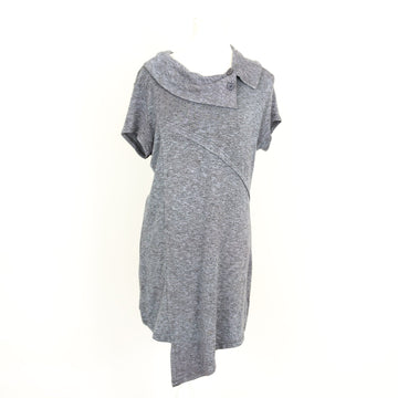 Milady's Grey Marl Cowl Collar Short Sleeve Knit Dress with Asymmetric Hem – Size 10