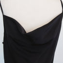 Black Satin Cowl-Neck Spaghetti Strap Bias-Cut Slip Maxi Dress – Size L-2