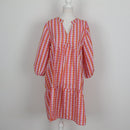 Exact Pink & Orange Gingham Seersucker Balloon Sleeve Drop-Waist Mini Dress – Size 10-1