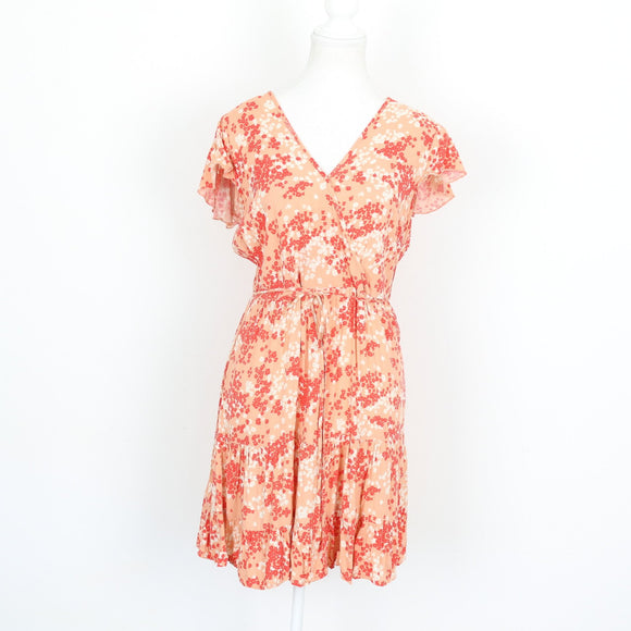 Pink Floral Wrap Dress – Size M