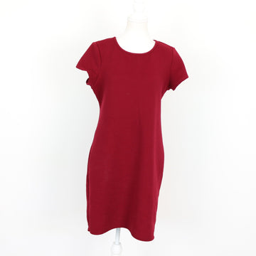Burgundy Ribbed Cap Sleeve Round-Neck Bodycon Mini Dress – Size M