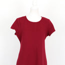 Burgundy Ribbed Cap Sleeve Round-Neck Bodycon Mini Dress – Size M-4