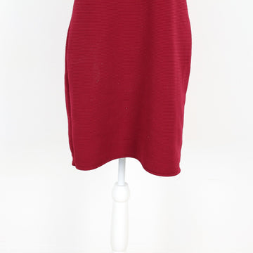 Burgundy Ribbed Cap Sleeve Round-Neck Bodycon Mini Dress – Size M - 0