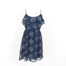 Dark blue and red floral dress - M-1