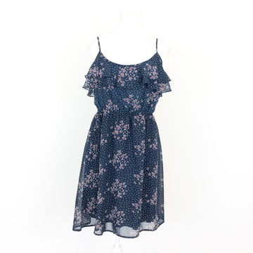 Dark blue and red floral dress - M