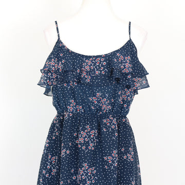 Dark blue and red floral dress - M - 0