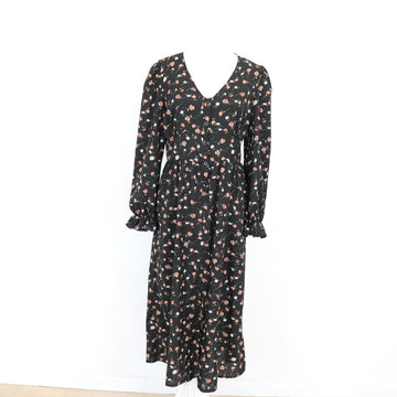 Floral & Black Long Sleeve Dress | Thrift Find – Size M