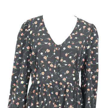 Floral & Black Long Sleeve Dress | Thrift Find – Size M - 0