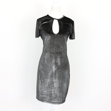 Black & Silver Velvet Mini Bodycon Dress | Thrift Find – Size XS
