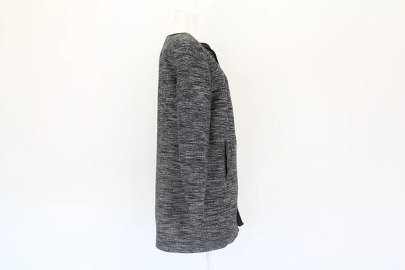 Black & White Faux Leather Trim Coat | Size 8 | Pre-Loved