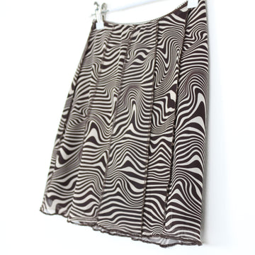 Brown & Cream Print Mini Skirt | Thrift Find – Size XS - 0