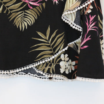Black Floral Print Mini Skirt | Thrift Find – Size XXL - 0