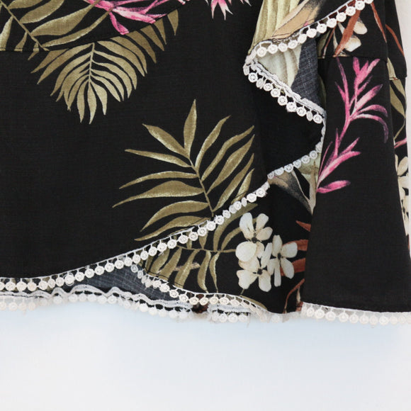 Black Floral Print Mini Skirt | Thrift Find – Size XXL