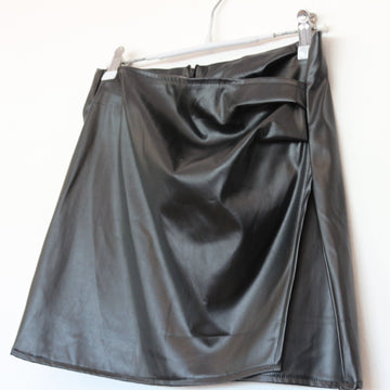 Black Pleather Mini Skirt | Thrift Find – Size S - 0