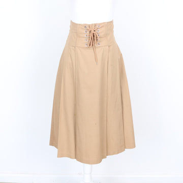 H&M Camel Tie-Waist Midi Skirt (XS)