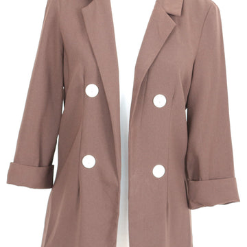 Brown White-Button Blazer (S) - 0