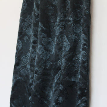 Vintage Black Paisley Satin Maxi Skirt with Slit – Size M - 0