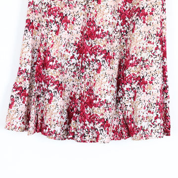 Pink & Red Abstract Floral Flared Midi Skirt – Size 34 - 0