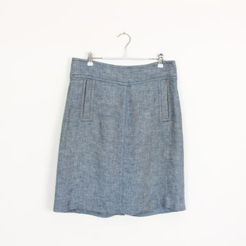Trenery Light Blue Pure Linen Straight Skirt with Pockets – Size 10