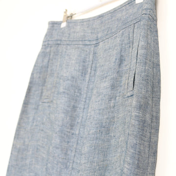 Trenery Light Blue Pure Linen Straight Skirt with Pockets – Size 10 - 0