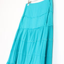 Turquoise Tiered Maxi Skirt with Embroidered Trim – Size S-3