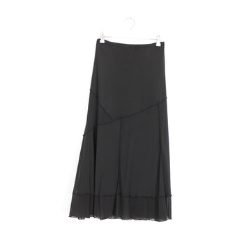 Charcoal Chiffon Flared Midi Skirt with Ruffle Hem – Size XL