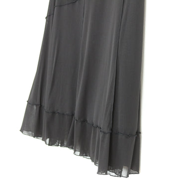Charcoal Chiffon Flared Midi Skirt with Ruffle Hem – Size XL - 0