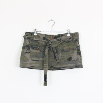Camo Cargo Mini Skirt with Belt – Size 36