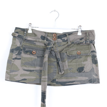 Camo Cargo Mini Skirt with Belt – Size 36 - 0