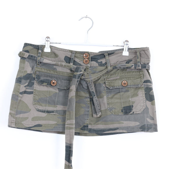 Camo Cargo Mini Skirt with Belt – Size 36
