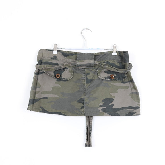 Camo Cargo Mini Skirt with Belt – Size 36