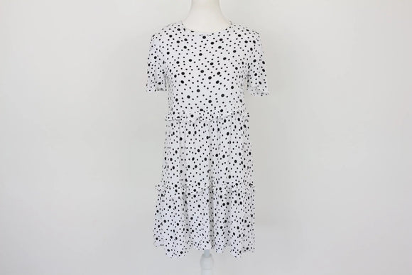White & Black Polka Dot Summer Dress | Size S | Pre-Loved