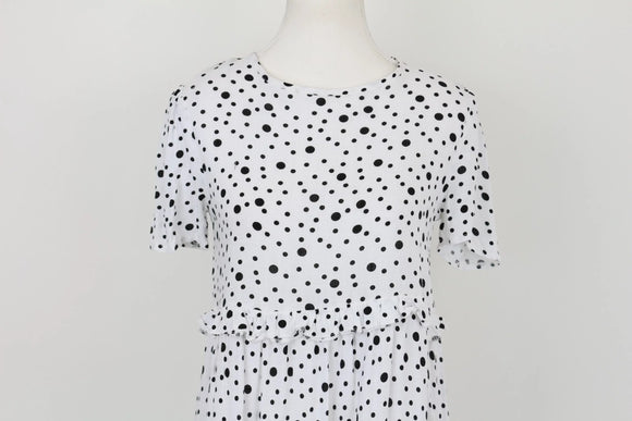 White & Black Polka Dot Summer Dress | Size S | Pre-Loved