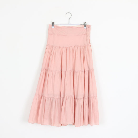 Blush Pink Tiered Ruffle Maxi Skirt – Size S
