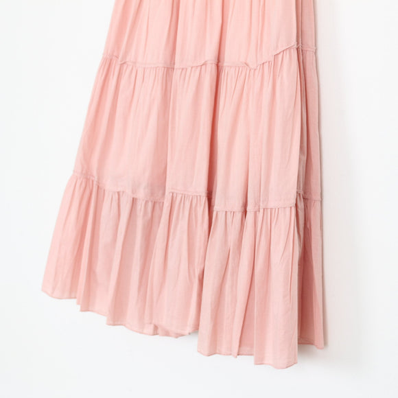 Blush Pink Tiered Ruffle Maxi Skirt – Size S