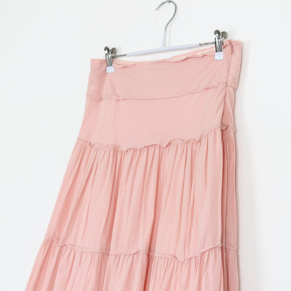 Blush Pink Tiered Ruffle Maxi Skirt – Size S