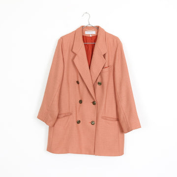Vintage Salmon Double-Breasted Oversized Blazer – Size 42