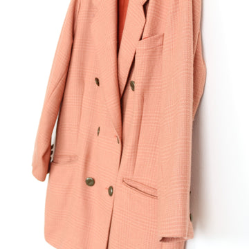 Vintage Salmon Double-Breasted Oversized Blazer – Size 42 - 0