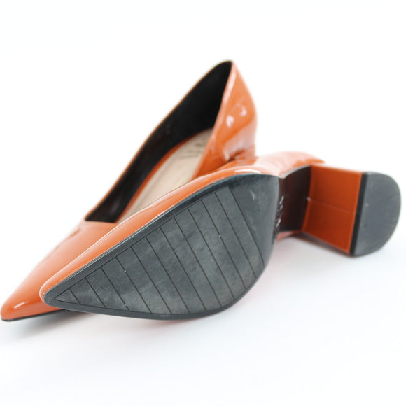 Zara Burnt Orange Patent Leather Pointed-Toe Stiletto Pumps – Size 39