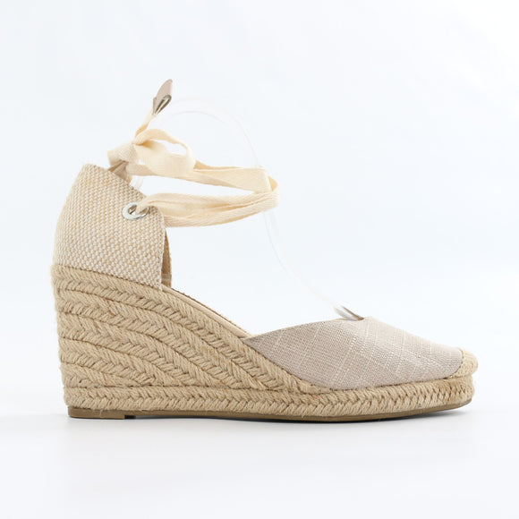 Woolworths Cream Lace-Up Ribbon Tie Espadrilles – Size 7