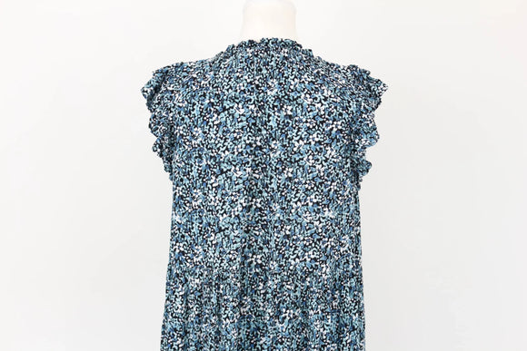 Blue Floral Tiered Midi Dress | Size M | Pre-Loved
