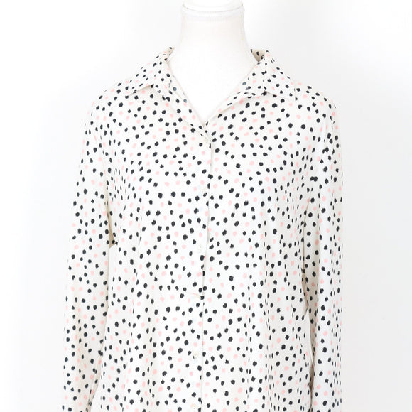 White Polka Dot Blouse, Size 10