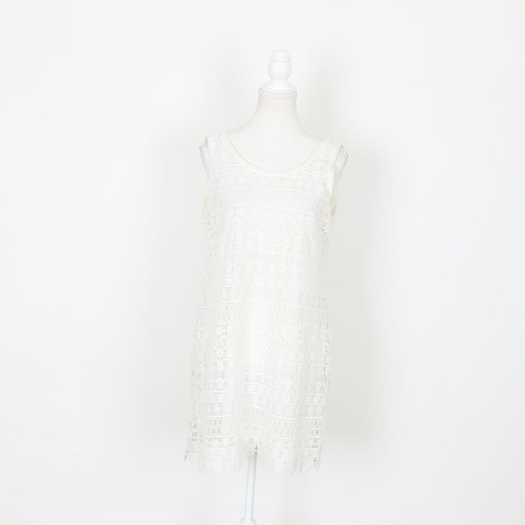 Cream Embroidered Bodycon Dress, Size 34