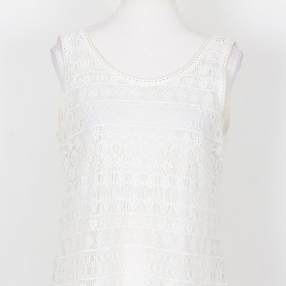 Cream Embroidered Bodycon Dress, Size 34