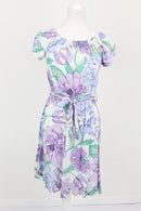 Purple & Green Floral Belted Summer Dress | Size S | Brand New-1
