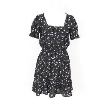 H&M Black and Floral Mini Dress, Size 10